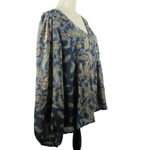 Heyson Top Blouse V-Neck baby doll long sleeve Boho size 2XL NWT $78 - Picture 6 of 8